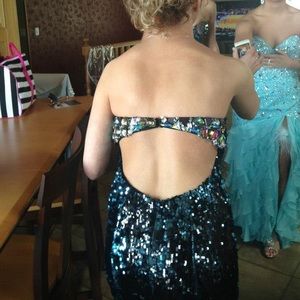 Black and blue sequin prom dress